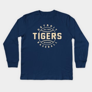 Vintage Detroit Tigers 2 by Buck Tee Original Kids Long Sleeve T-Shirt